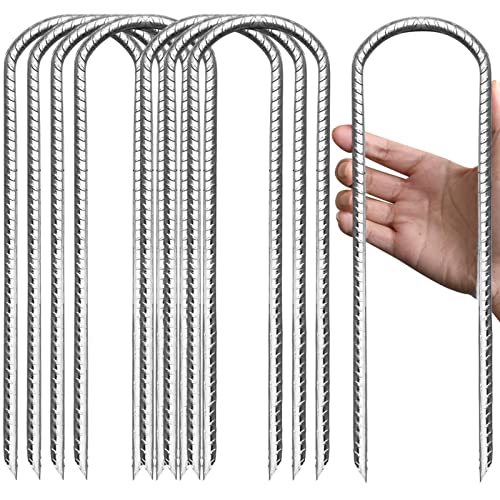 Eurmax USA Trampolines Stakes Canopy Parts Wind Stake 12 Inch Heavy Duty Stake Safety Ground Anchor Galvanized Steel Wind Stakes, Pack of 8(Silver)